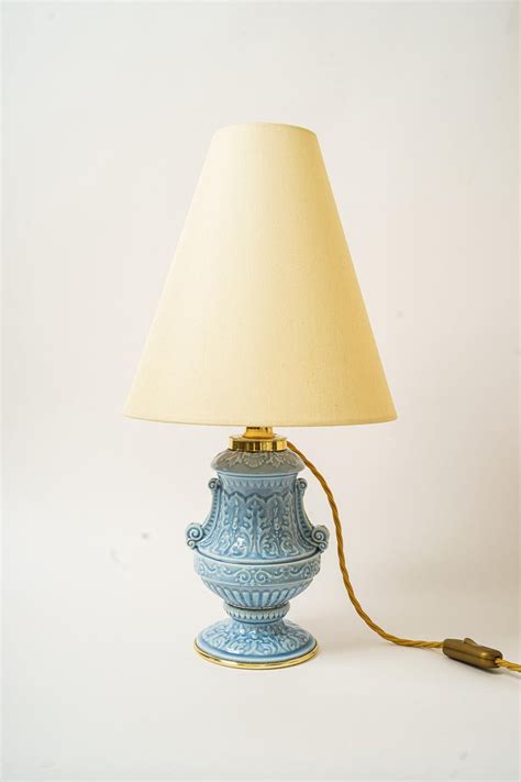 Art Deco Ceramic Table Lamp With Fabric Shade Vienna Circa 1930s For Sale At 1stdibs