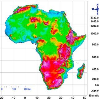 Topography Map Of The African Continent Extracted From Shuttle Radar