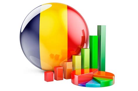 Premium Photo Romanian Flag With Growth Bar Graph And Pie Chart