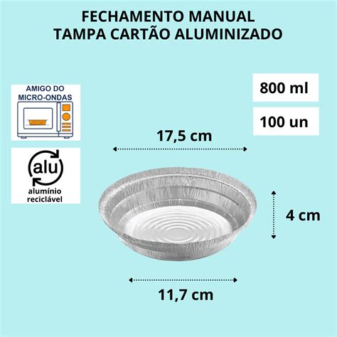 Marmitex Aluminio Redonda n8 Descartável 800ml Thermoprat 306 PURPURINA