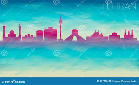 Iran Skyline And Landmarks Silhouette Cartoon Vector Cartoondealer