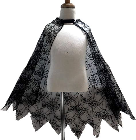 Knowooh Halloween Spinnenumhang Cape Hexen Kostüm für Damen schwarzer