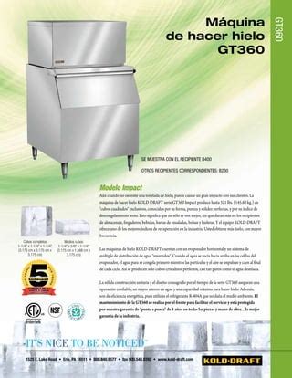 GT360 Spanish KOLD DRAFT Commercial Ice Machines PDF