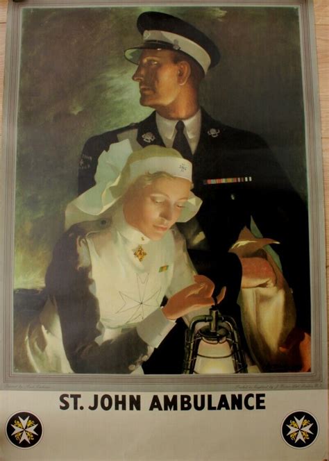 Original St John Ambulance Lithograph Officer And Nurse Poster Anna Zinkeisen