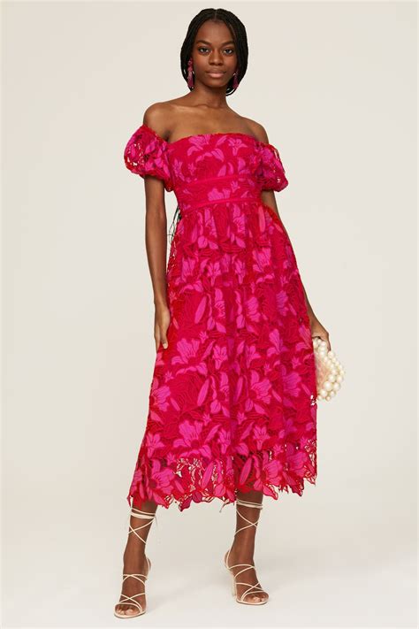 Off The Shoulder Midi Dress By Ml Monique Lhuillier Rent The Runway