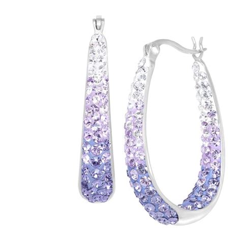 Crystaluxe Oval Hoop Earrings With Lavender Swarovski Crystals In