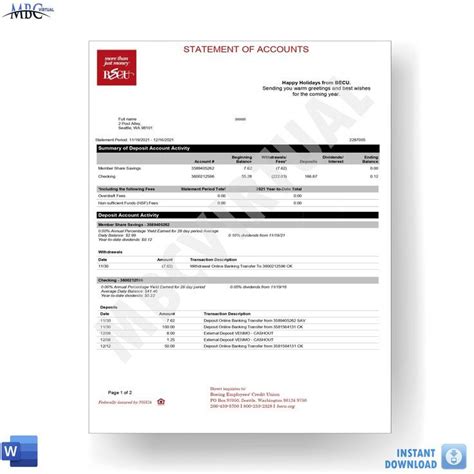 BECU Bank Statement Template MbcVirtual In 2022 Statement Template