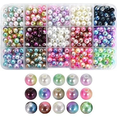 Pcs Perle De Verre Rondes Mm Perle Multicolore Ronde Avec