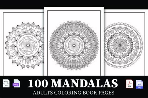 100 Mandalas Adults Coloring Page Bundle Gráfico por Design Creator