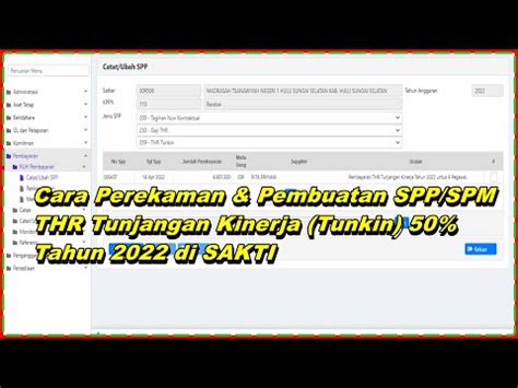 Cara Membuat Merekam SPP SPM THR Tunjangan Kinerja Tunkin 50 Tahun