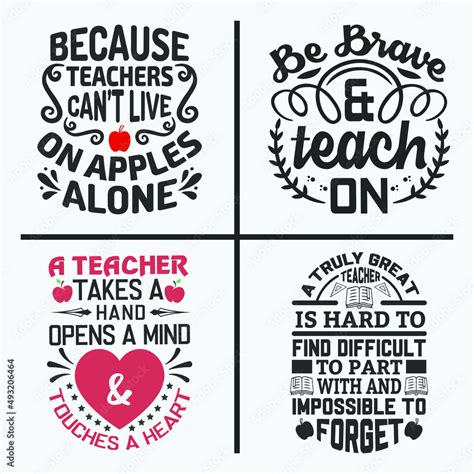 Teacher Typographic Quotes And Teaching Slogan Design Bundle Vector Stock Vector Adobe Stock