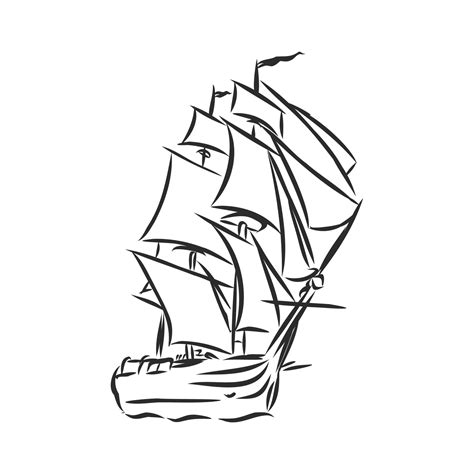 sailing ship vector sketch 17050450 Vector Art at Vecteezy