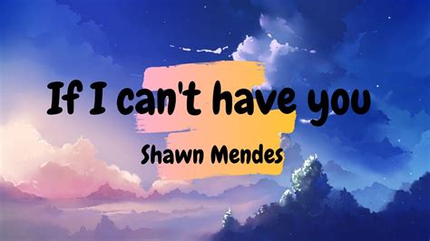 Shawn Mendes If I Cant Have You Lyrics Youtube