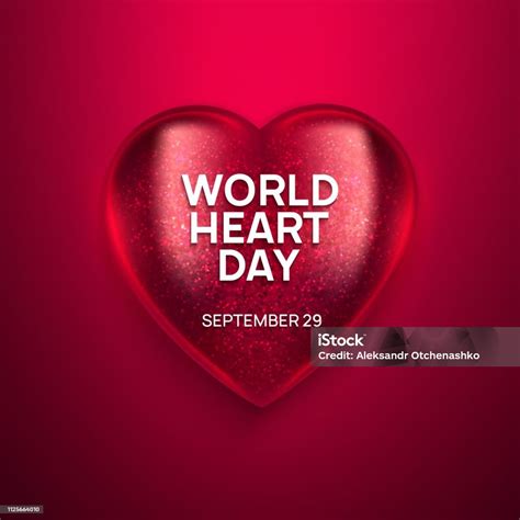 World Heart Day Red Tone Realistic Vector Illustration Stock