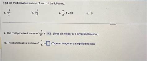 Solved Find The Multiplicative Inverse Of Each Of The