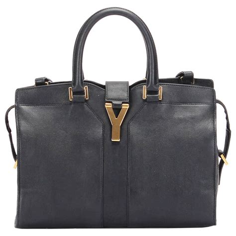 Yves Saint Laurent Ysl Black Cabas Chyc Leather Satchel Pony Style