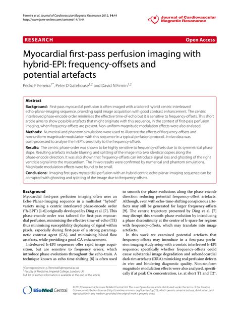 Pdf Myocardial First Pass Perfusion Imaging With Hybrid Epi