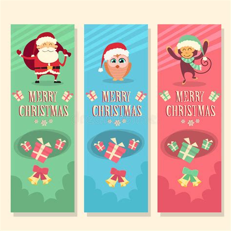 Merry Christmas Vertical Banner Greeting Card Stock Vector