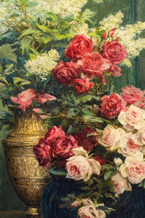 Frans Mortelmans Still Life Of Flowers Oil On Canvas