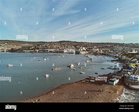 An Aerial View Of The Mouth Of The River Teign And Teignmouth Harbour