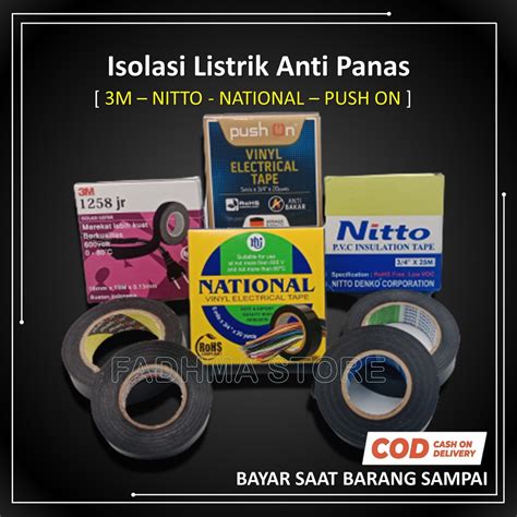 Jual Isolasi Kabel Listrik Nitto National 3M Push On Anti Panas 20 Yard