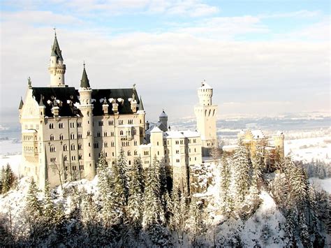 Neuschwanstein Castle In Winter Castles Nature Snow Winter Hd