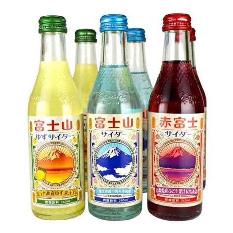 富士山サイダー 富士山ゆず赤富士ぶどう 240ml 3種 6本セット 木村飲料 ご当地サイダー 瓶 20230529143436