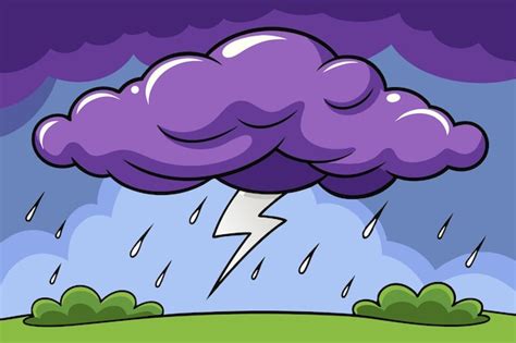 Una ilustración de dibujos animados de una nube de tormenta con un rayo