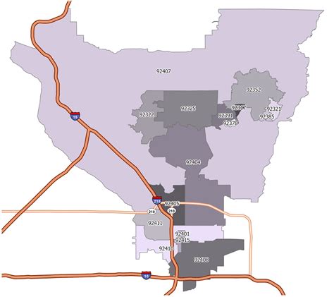 San Bernardino Zip Code Map - GIS Geography