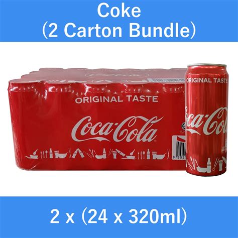 2 Carton Bundle Coca Cola Coke Original Taste Less Sugar 24 X