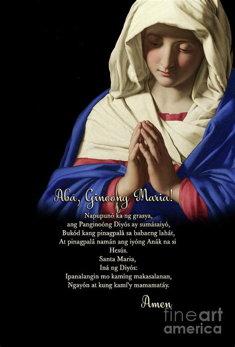 Hail Mary In Filipino Digital Art By Armor Of God Store