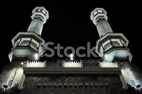 Holy Mosque Mecca In Saudi Arabia At Night Stock Photo | Royalty-Free ...