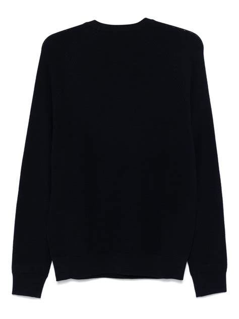 Giorgio Armani Logo Embroidered Sweater Blue Farfetch