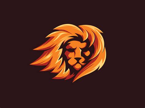 Download Orange Lion Head In Black Wallpaper