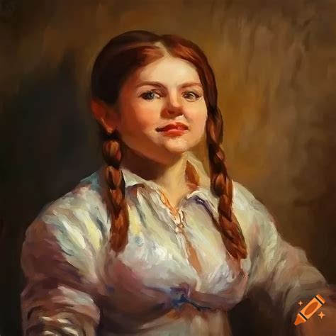 Tavern Keeper Dwarf Woman In A Fine Blouse Standing In A Stall With A