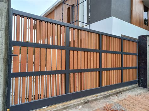 Aluminium Sliding Gate With Wood Finish Rust Free CLASSICAL GATES