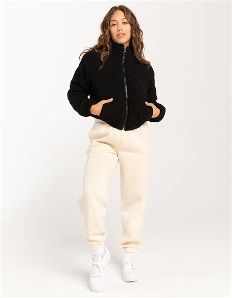 Rsq Womens Sherpa Puffer Jacket Black Tillys