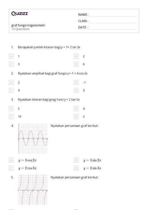 Lembar Kerja Invers Fungsi Trigonometri Untuk Kelas Di Quizizz