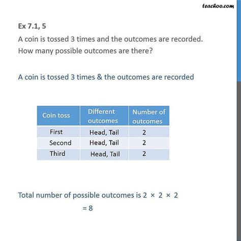 Ex A Coin Is Tossed Times And Outcomes Are Recorded