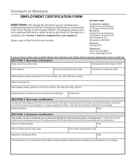 FREE 11 Employment Certification Form Samples PDF MS Word Google Docs