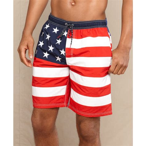 Tommy Hilfiger Stars And Stripes Swim Trunks In Blue For Men Lyst