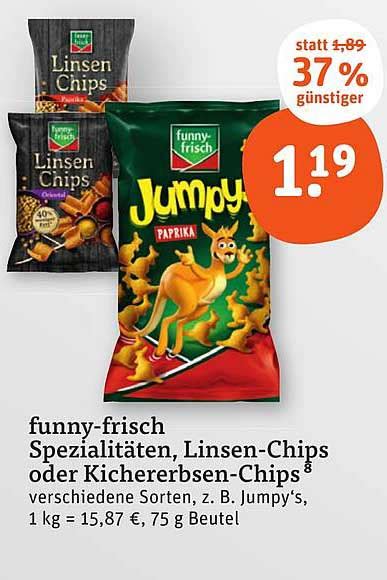 Funny frisch Spezialitäten Linsen chips Oder Kichererbsen chips