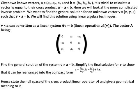 Solved Given Two Known Vectors A Ax Ay Az And B Chegg