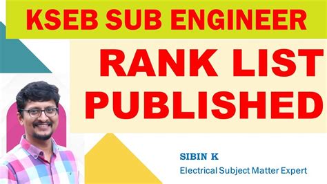 KSEB SUB ENGINEER RANK LIST PUBLISHED YouTube