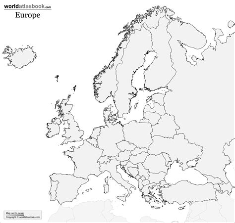 Blank Black And White Map Of Europe