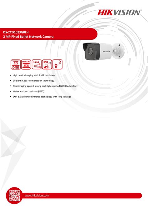 Hikvision Ds Cd G E I L Mp Fixed Bullet Network Camera