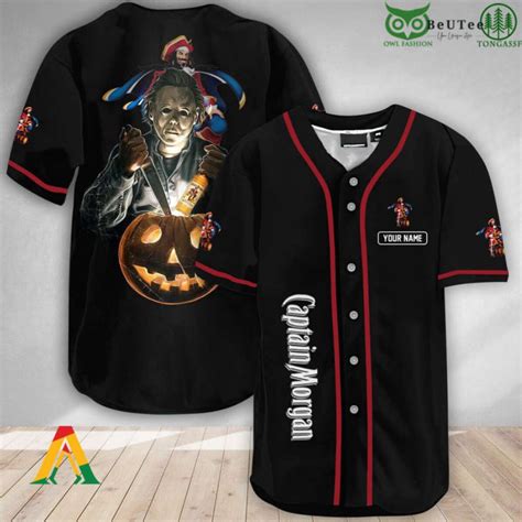 Custom Michael Myers Pumpkin Halloween Jersey Shirt Captain Morgan