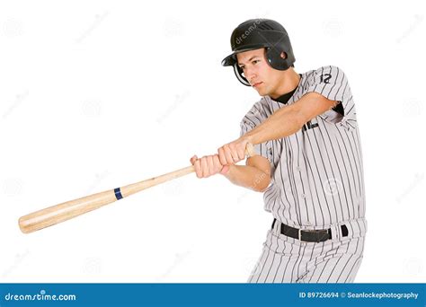 Baseball Player Swinging Bat Stock Photo Image Of Protection People