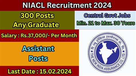 Niacl Recruitment Assistant Posts Any Graduate Fresher