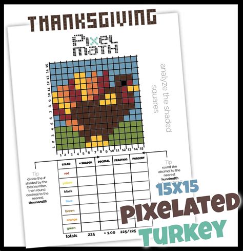 Thanksgiving Turkey Pixel Art 15x15 Challenging Practice With